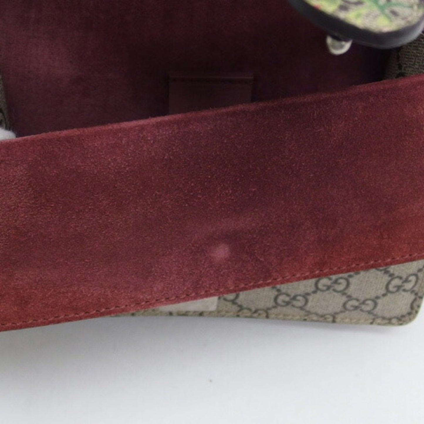 Gucci Beige Bordeaux Pink Coated Canvas Suede Shoulder Bag ( )