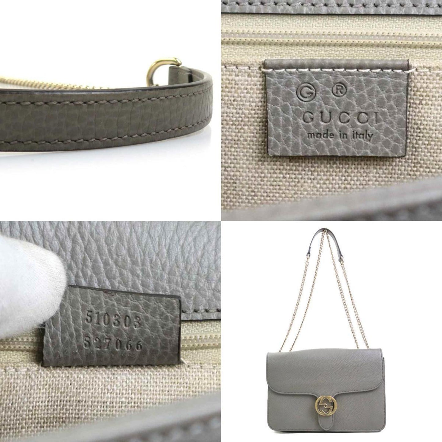 Gucci Gray Leather Shoulder Bag ( )