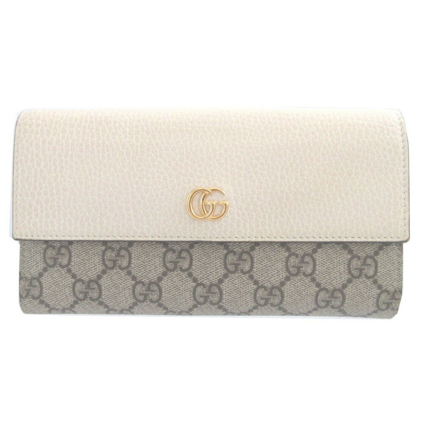 Gucci Beige Ivory Gg Canvas Leather Long Wallet (Bi-Fold) ( )