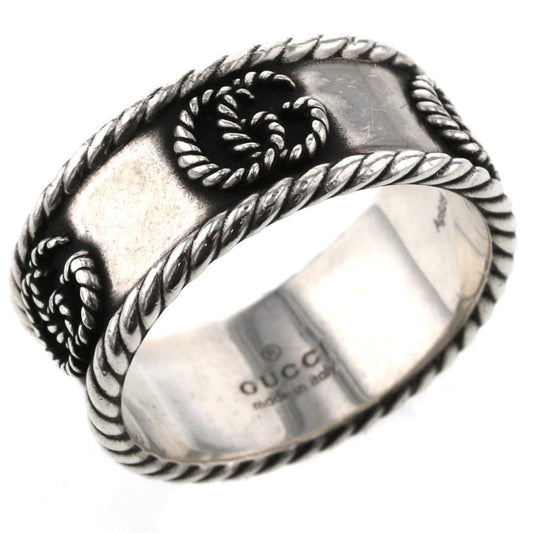 Gucci Ring Double G Width about 9mm 627729 J8400 0701 Silver 925 No. 17 Men's GUCCI