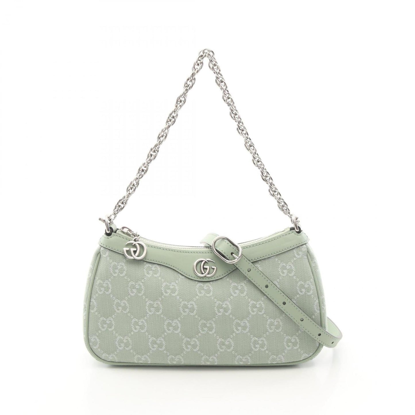 Gucci Green Canvas Leather Handbag Shoulder Bag ( )
