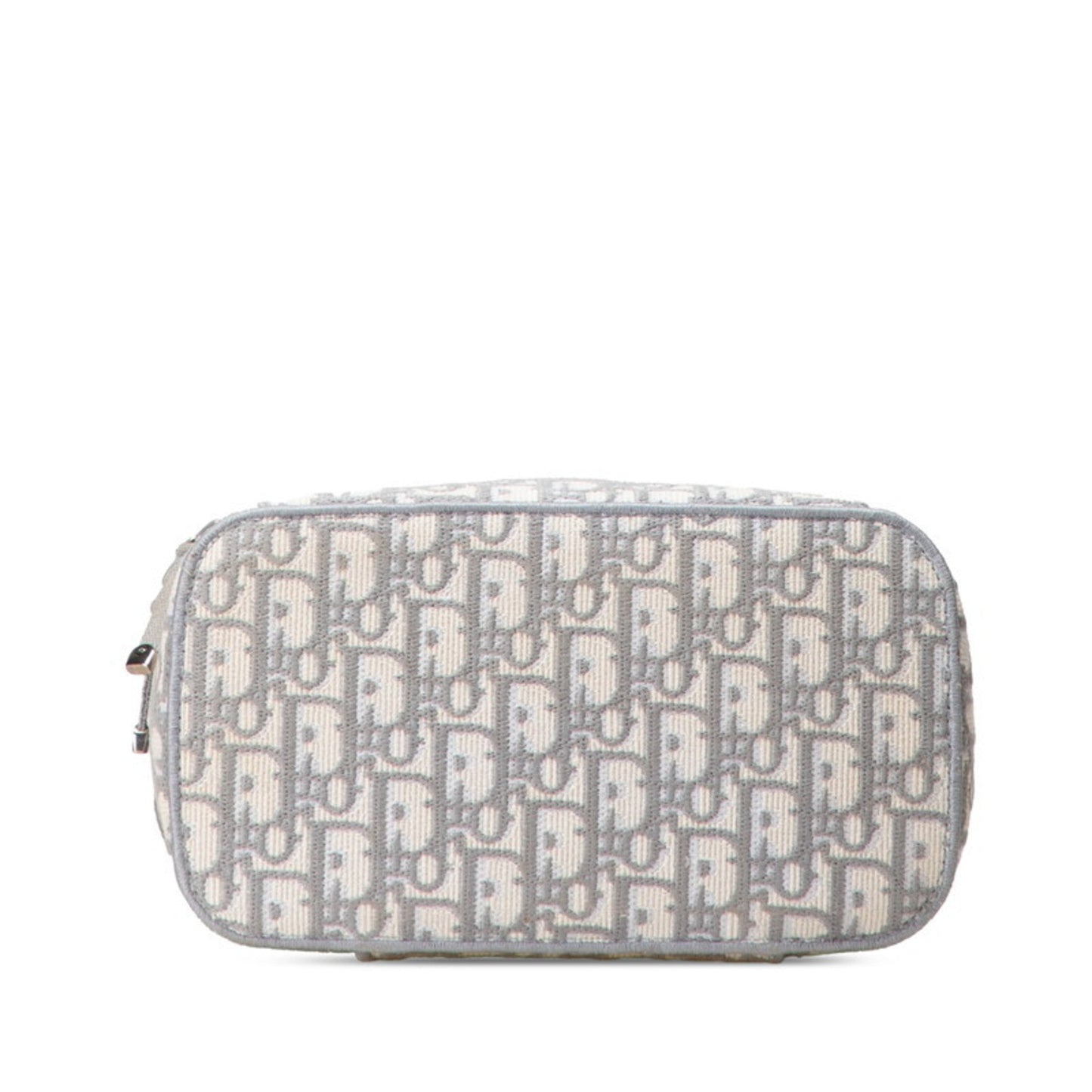 Christian Dior Gray White Canvas Handbag Vanity Bag ()