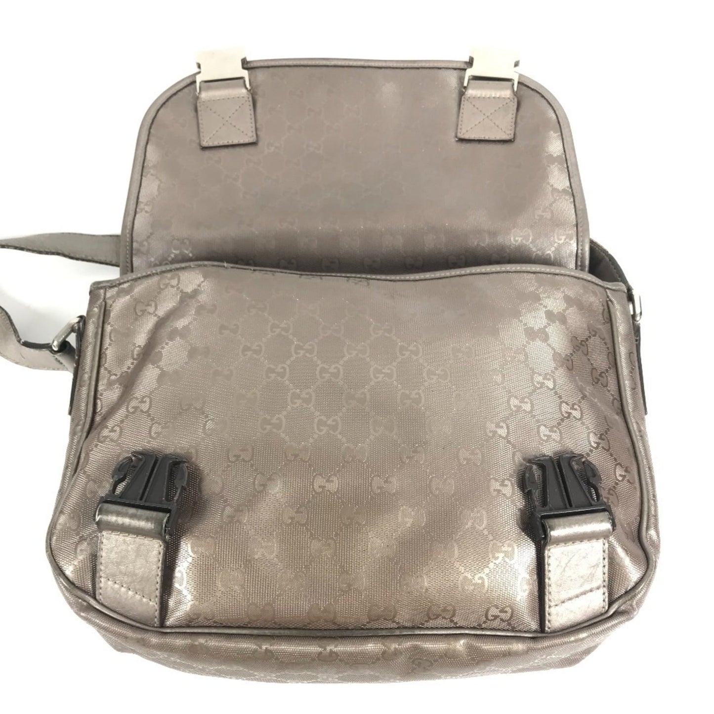 Gucci Metallic Gg ImprimÃ© Leather Messenger Bag Shoulder Bag ( )