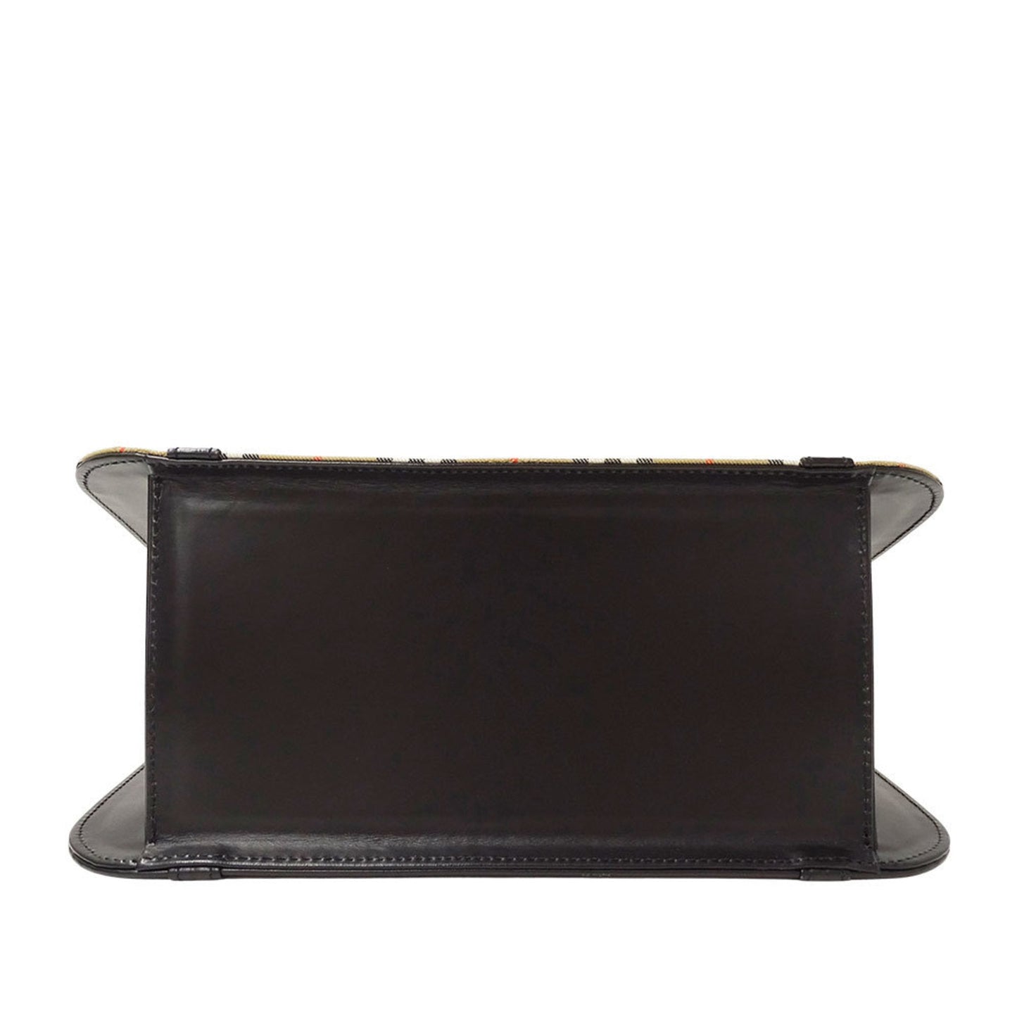 Burberry Burberrys Black Brown Leather Handbag ( )