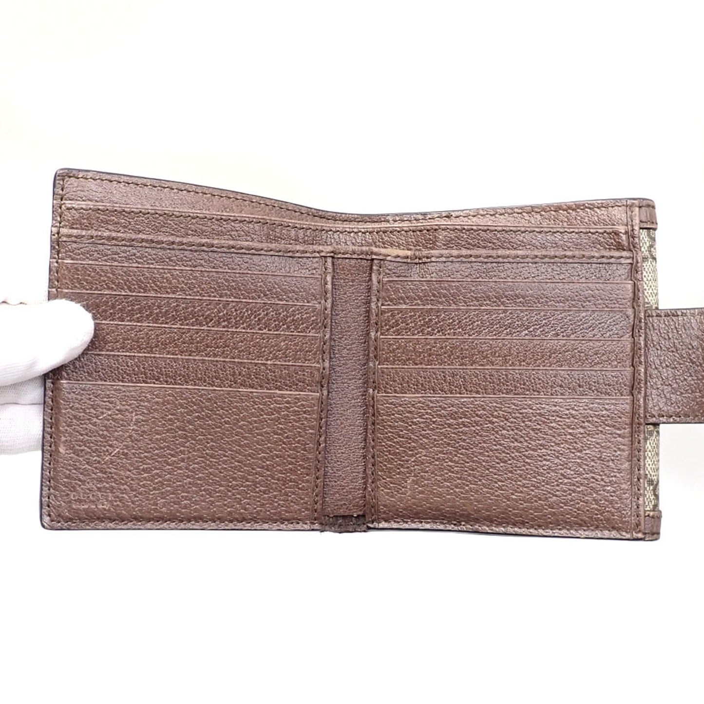 Gucci Beige Brown Gg Supreme Leather Wallet (Bi-Fold) ( )