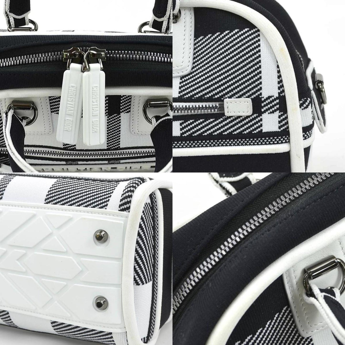 Christian Dior Black White Canvas Handbag Shoulder Bag ()