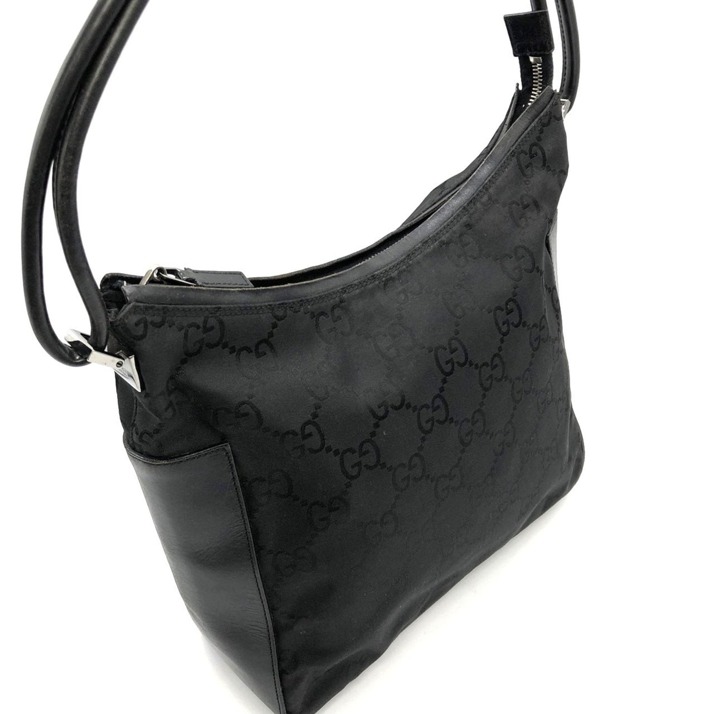 Gucci Black Nylon Leather Shoulder Bag ( )