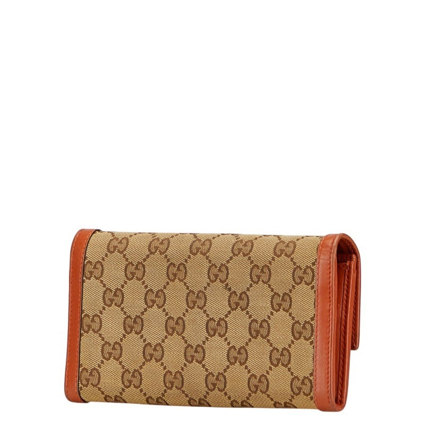 Gucci Beige Brown Gg Canvas Leather Long Wallet (Bi-Fold) ( )