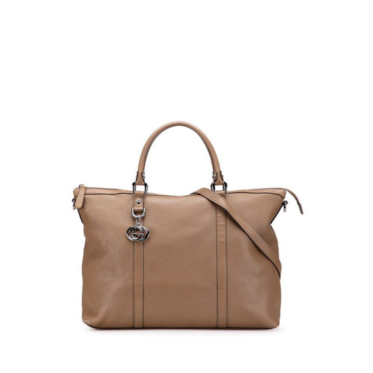 Gucci Brown Leather Shoulder Bag Tote Bag ( )