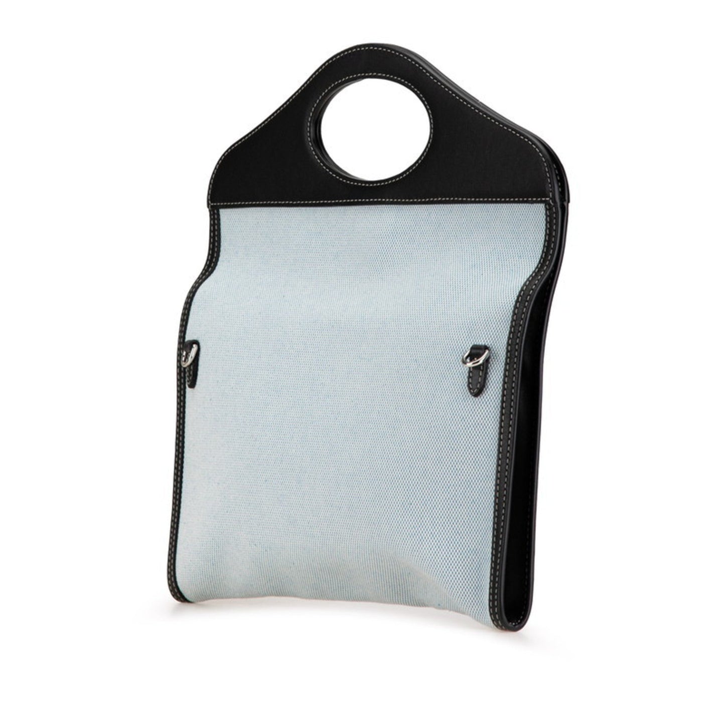 Burberry Black Blue Canvas Leather Handbag Shoulder Bag ( )