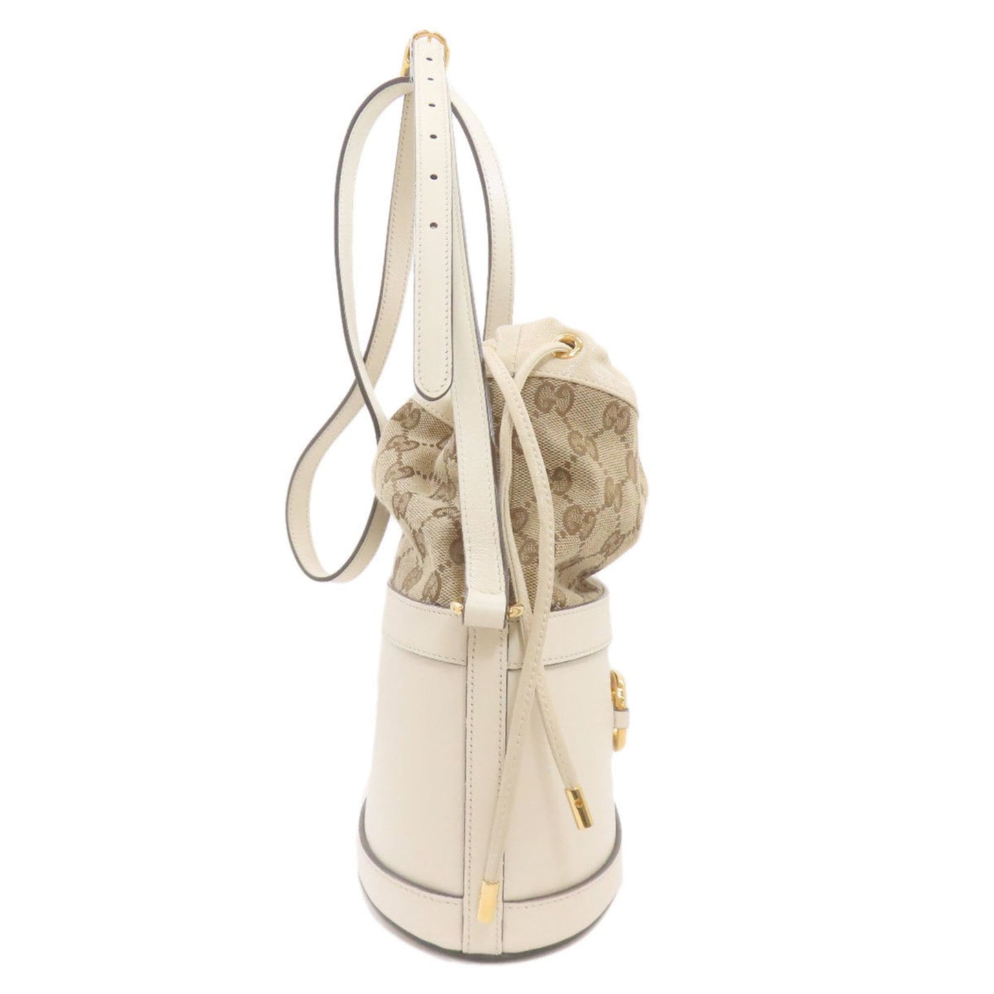 Gucci Horsebit Brown White Gg Canvas Shoulder Bag ( )