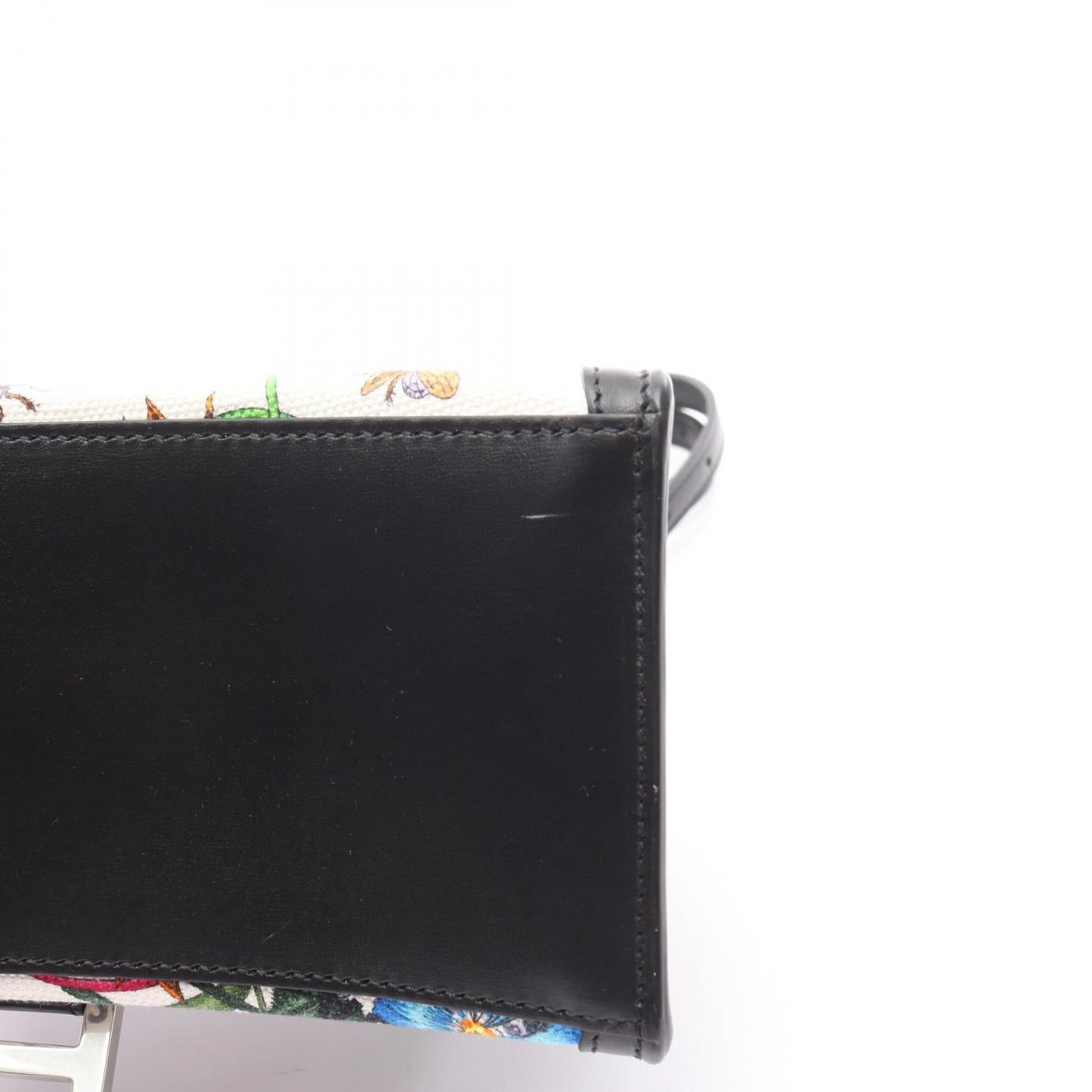 Gucci Black Multi-Color White Canvas Leather Handbag ( )