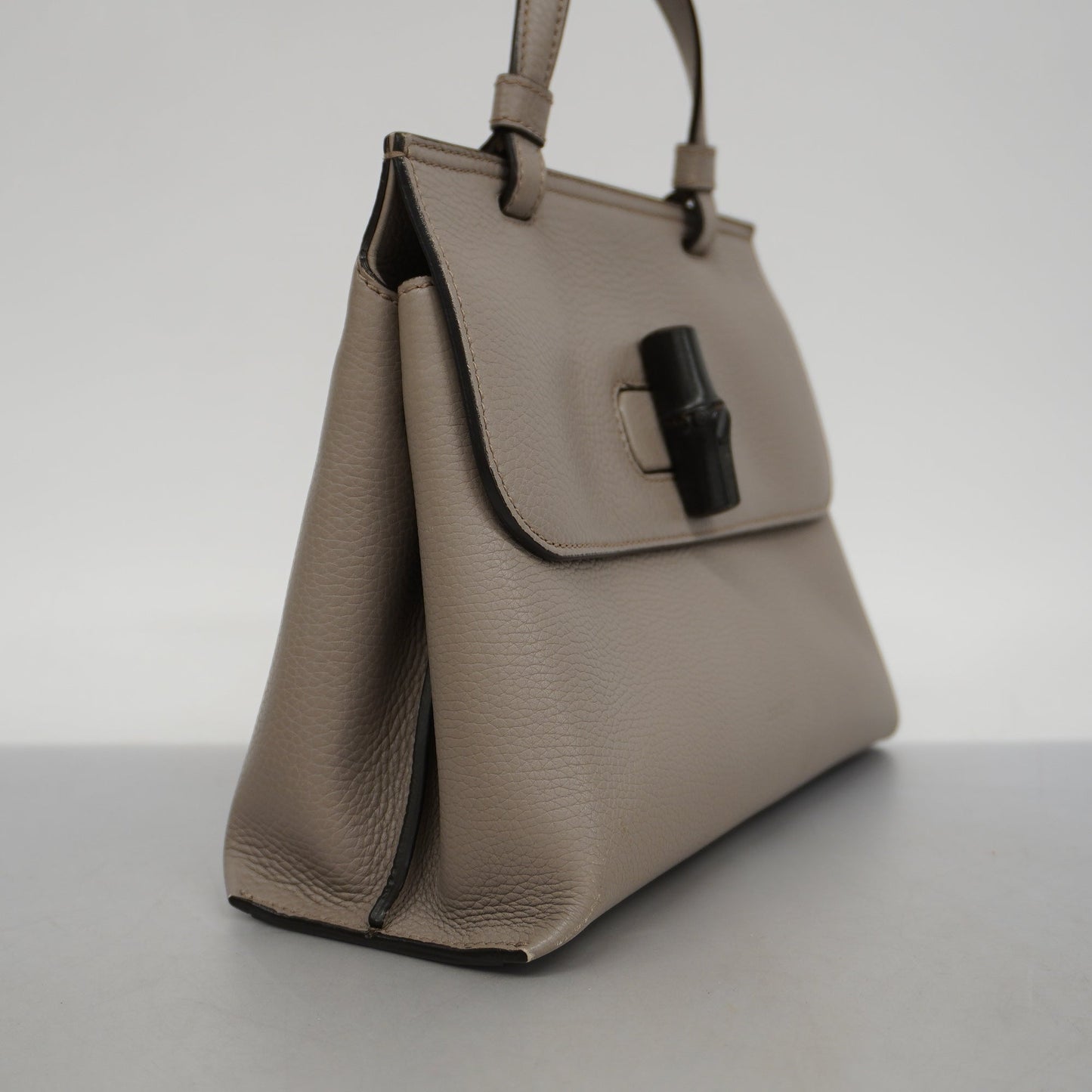 GUCCI Auth  Bamboo 2way Bag 370831 Women's Leather Handbag,Shoulder Bag Grayish