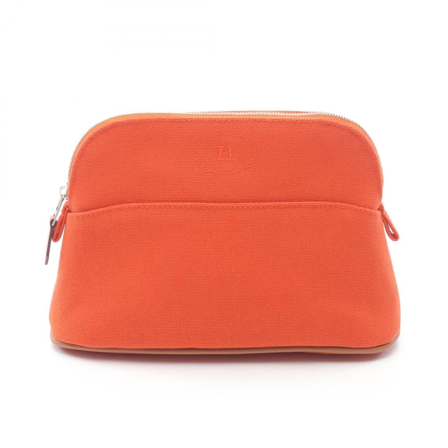 Hermes Brown Feu Orange Canvas Leather Pouch ( )