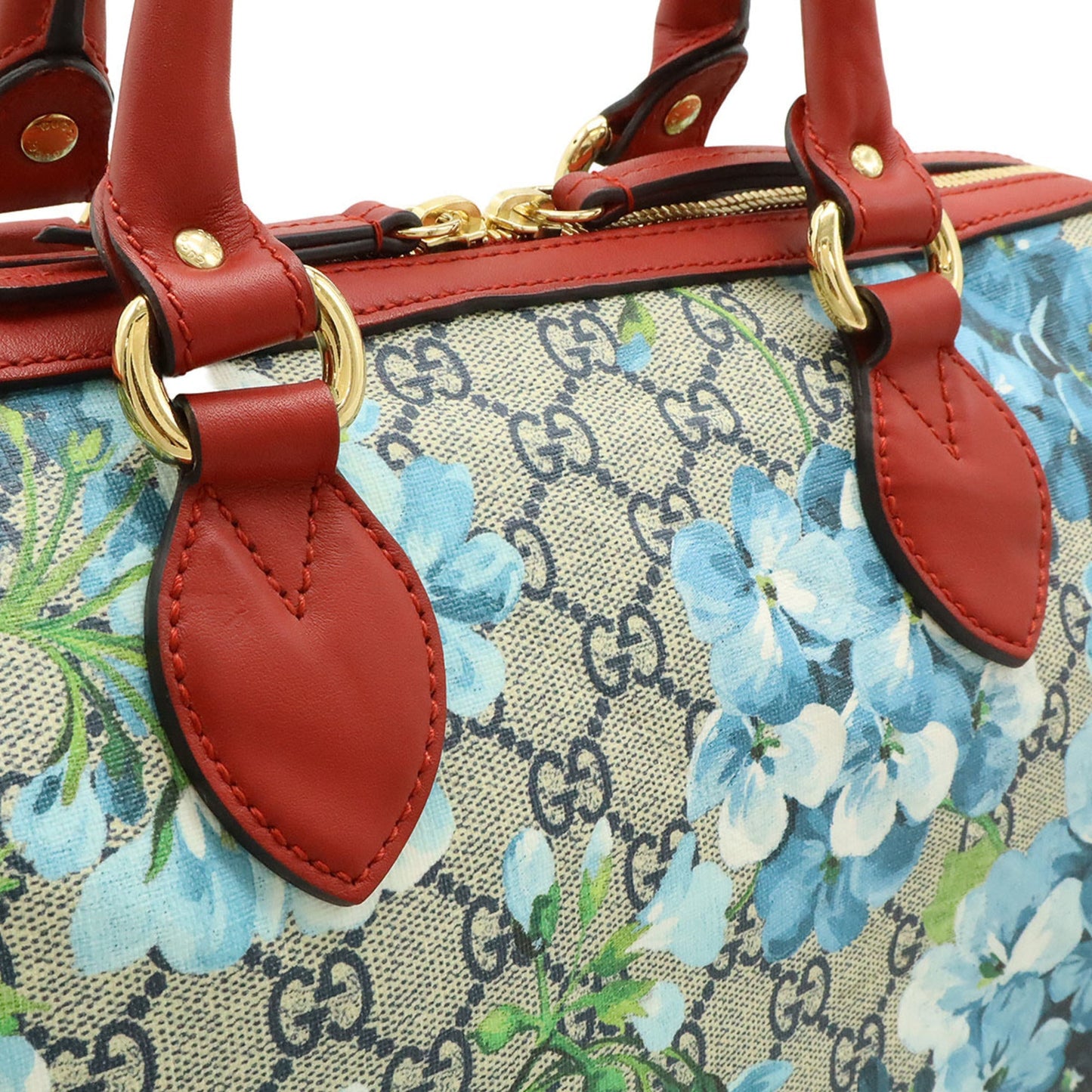 Gucci Beige Blue Multi-Color Red Color Gg Supreme Leather Boston Bag Handbag Shoulder Bag ( )