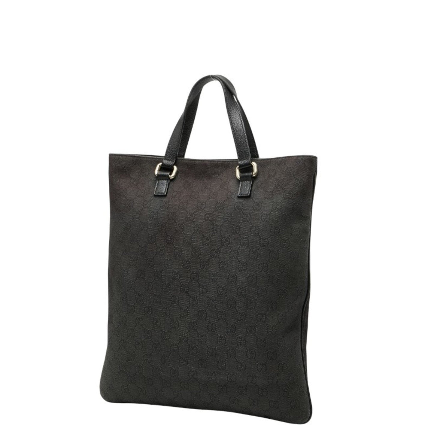 Gucci Black Canvas Leather Shoulder Bag Tote Bag ( )