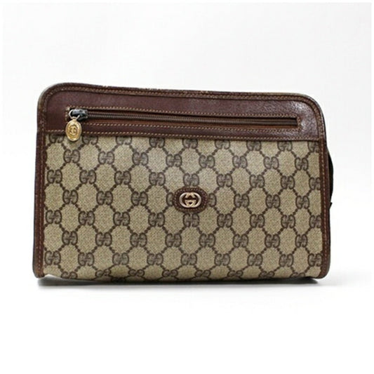 Gucci Beige Brown Pvc Leather Clutch Bag ( )