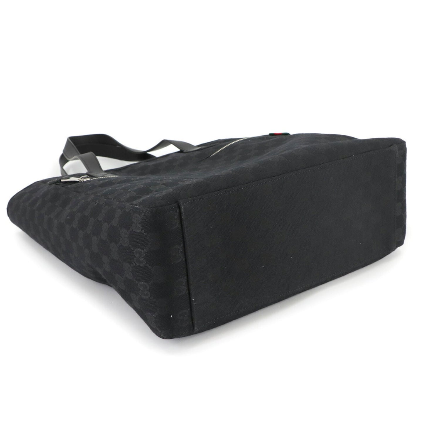 Gucci Black Gg Canvas Leather Tote Bag ( )
