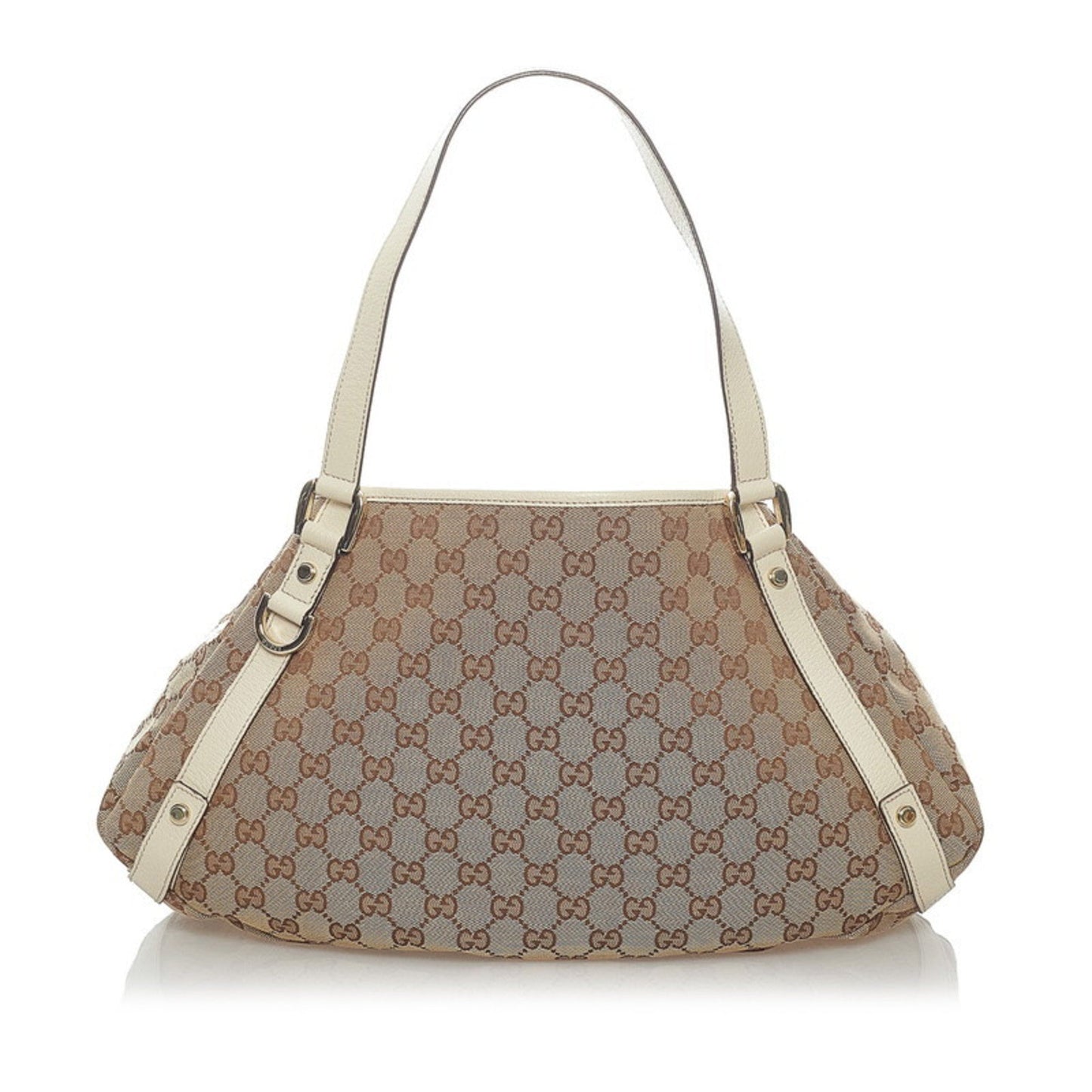 Gucci Brown Leather Canvas Tote Style 46