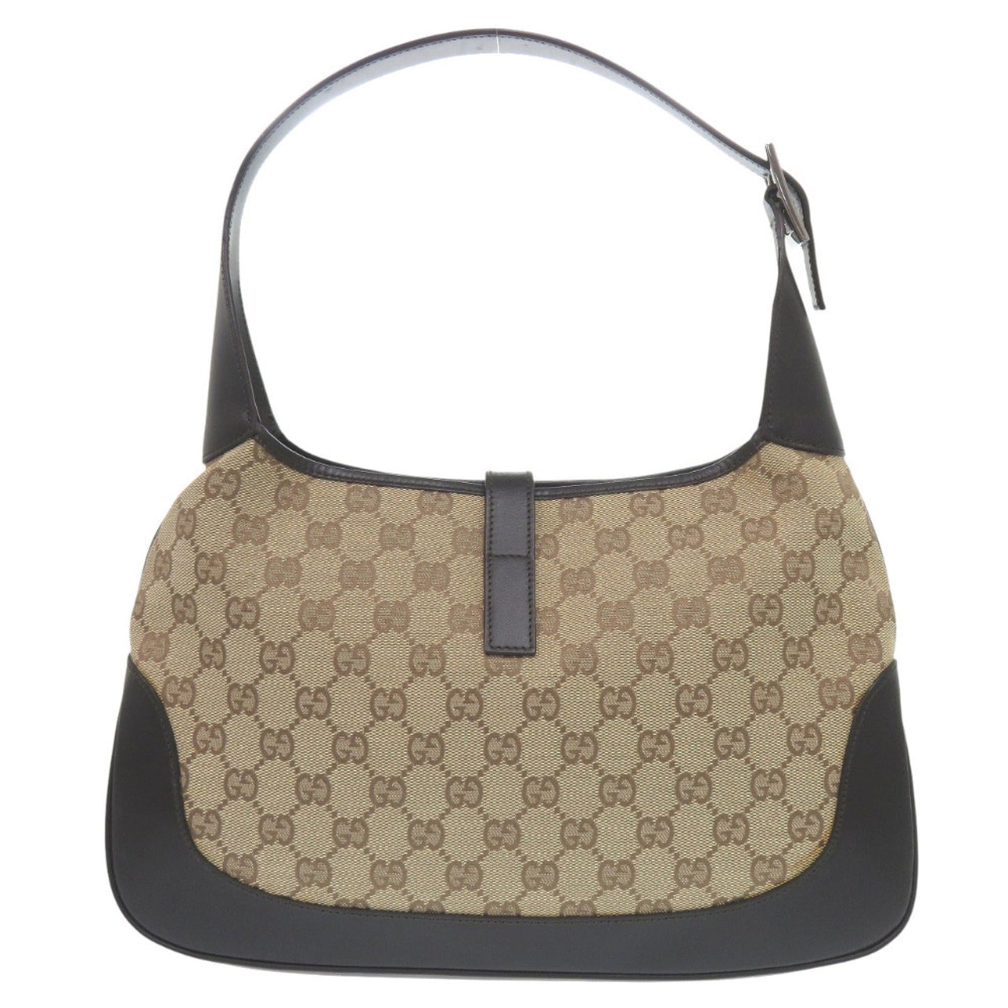 Gucci Beige Black Brown Gg Canvas Leather Shoulder Bag ( )