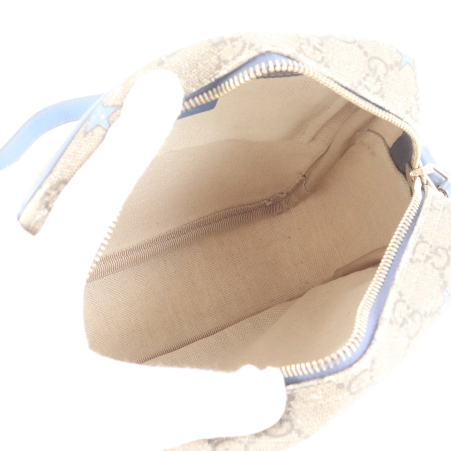 Gucci Blue Brown Leather Coated Canvas Shoulder Bag ( )