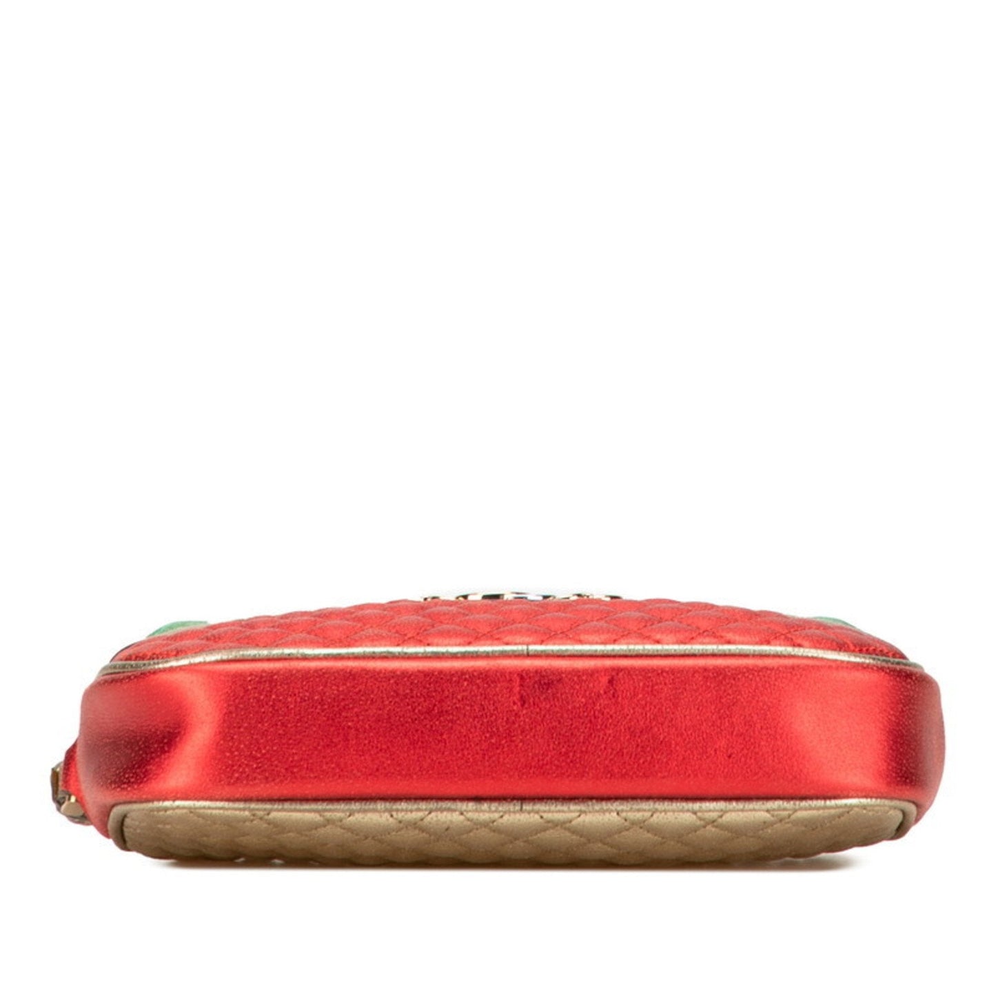 Gucci Gold Green Red Color Leather Clutch Bag ( )