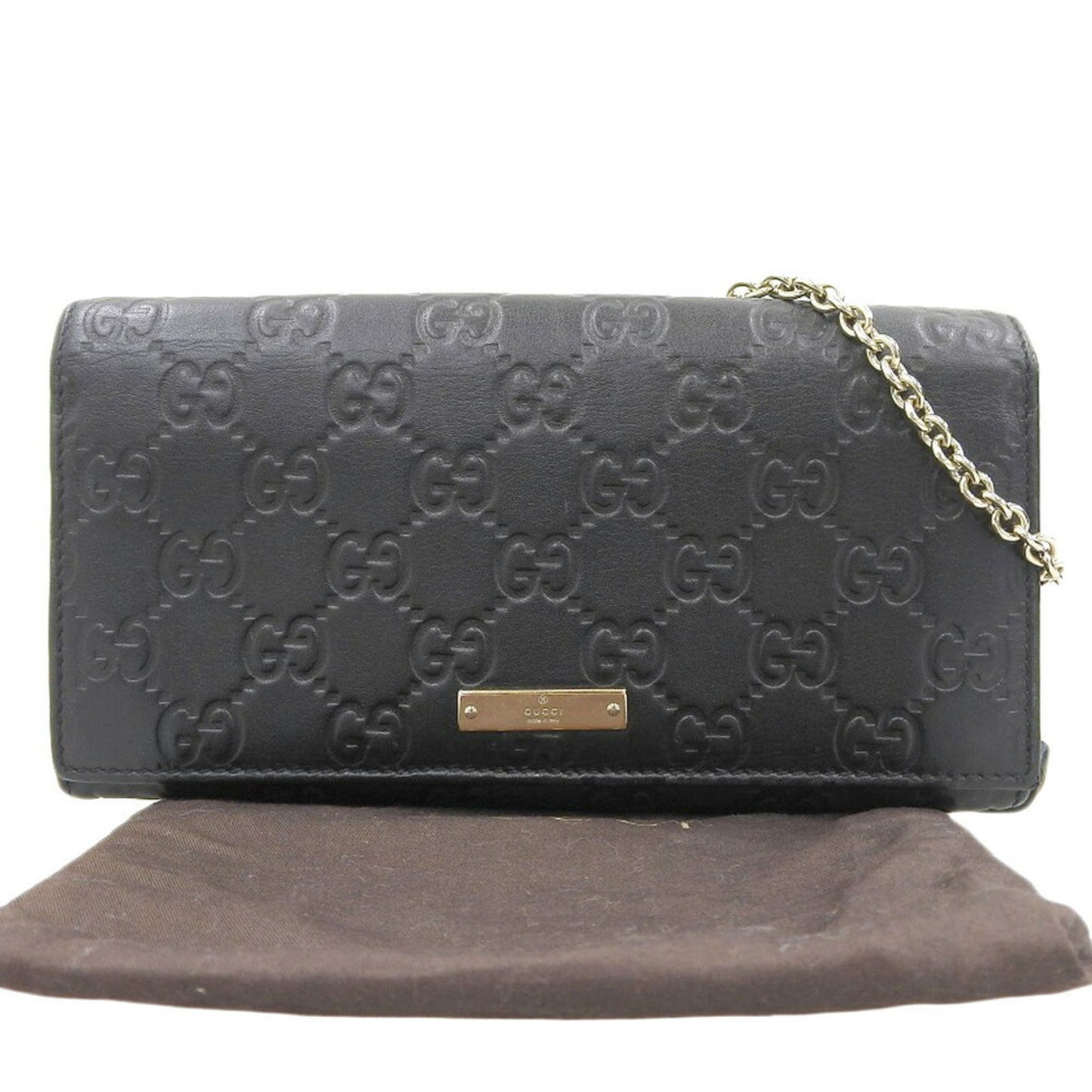 Gucci Black Leather Chain/Shoulder Wallet ( )