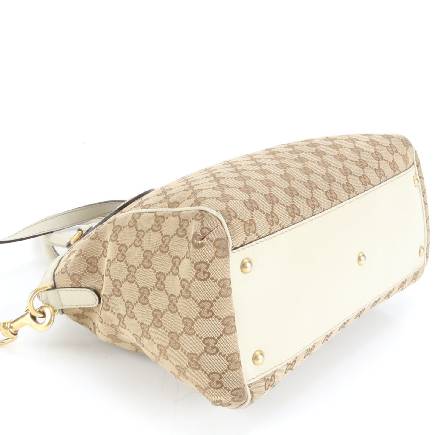 Gucci Beige Leather Canvas Shoulder Bag ( )