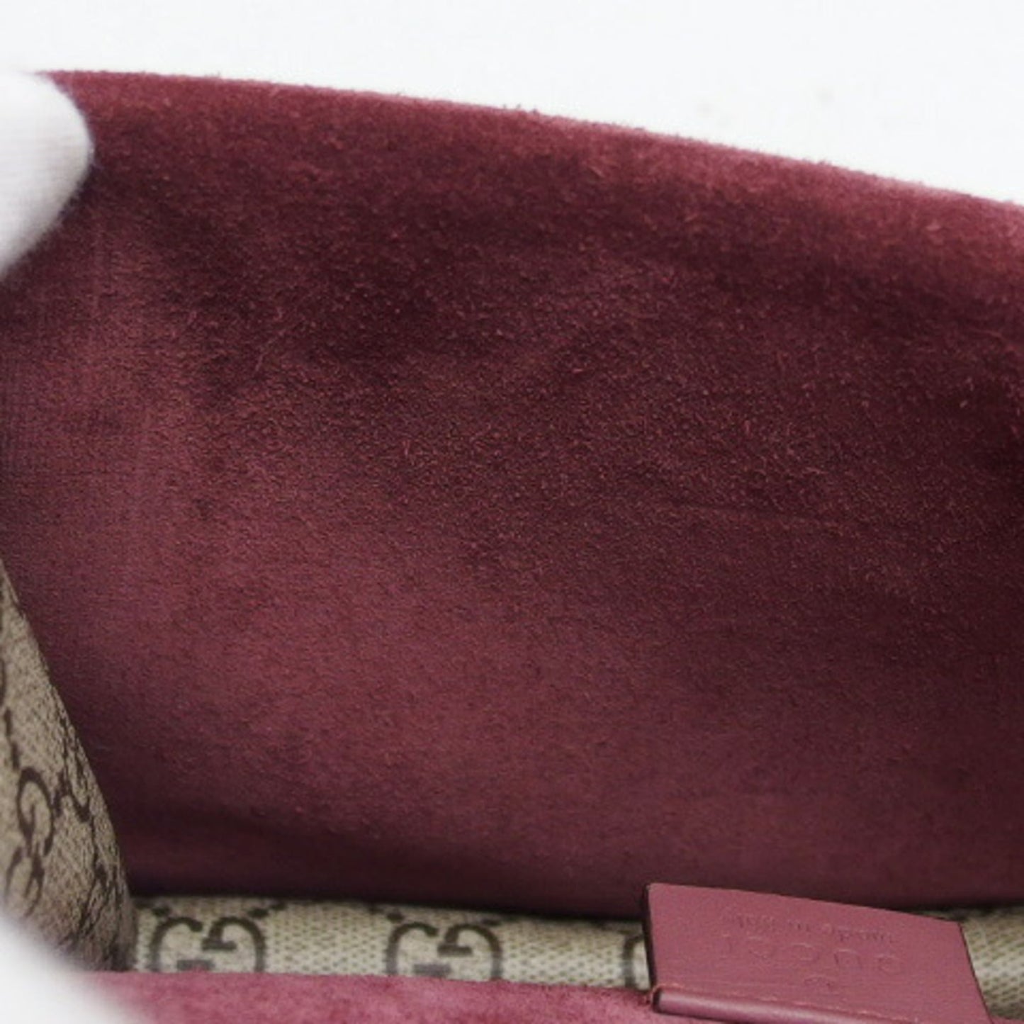 Gucci Beige Bordeaux Pink Coated Canvas Suede Shoulder Bag ( )