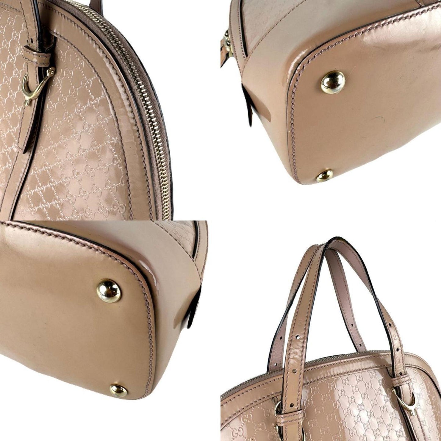 Gucci Pink Beige Patent Leather Handbag Shoulder Bag ( )