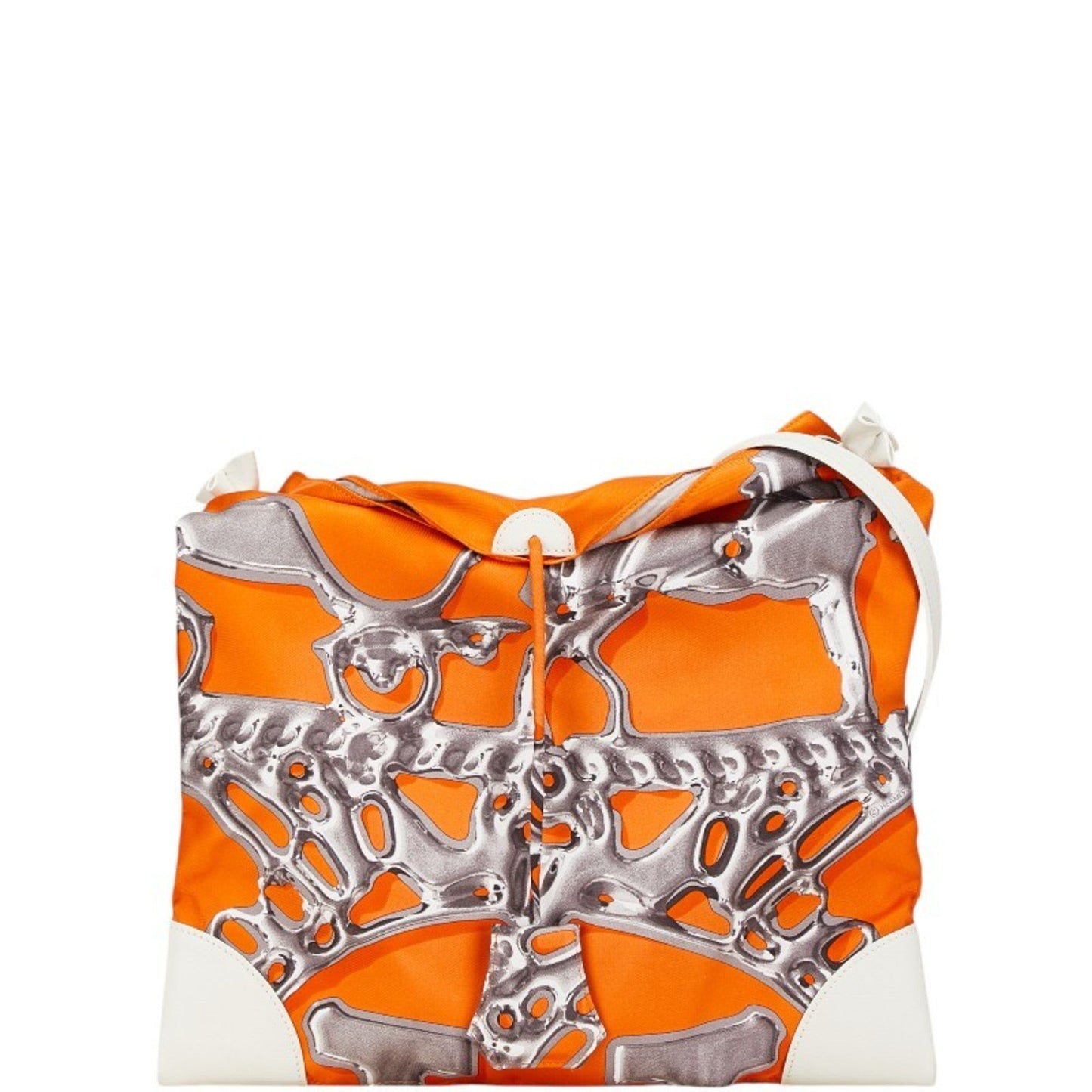 Hermes Orange Silk Leather Pouch Shoulder Bag ( )