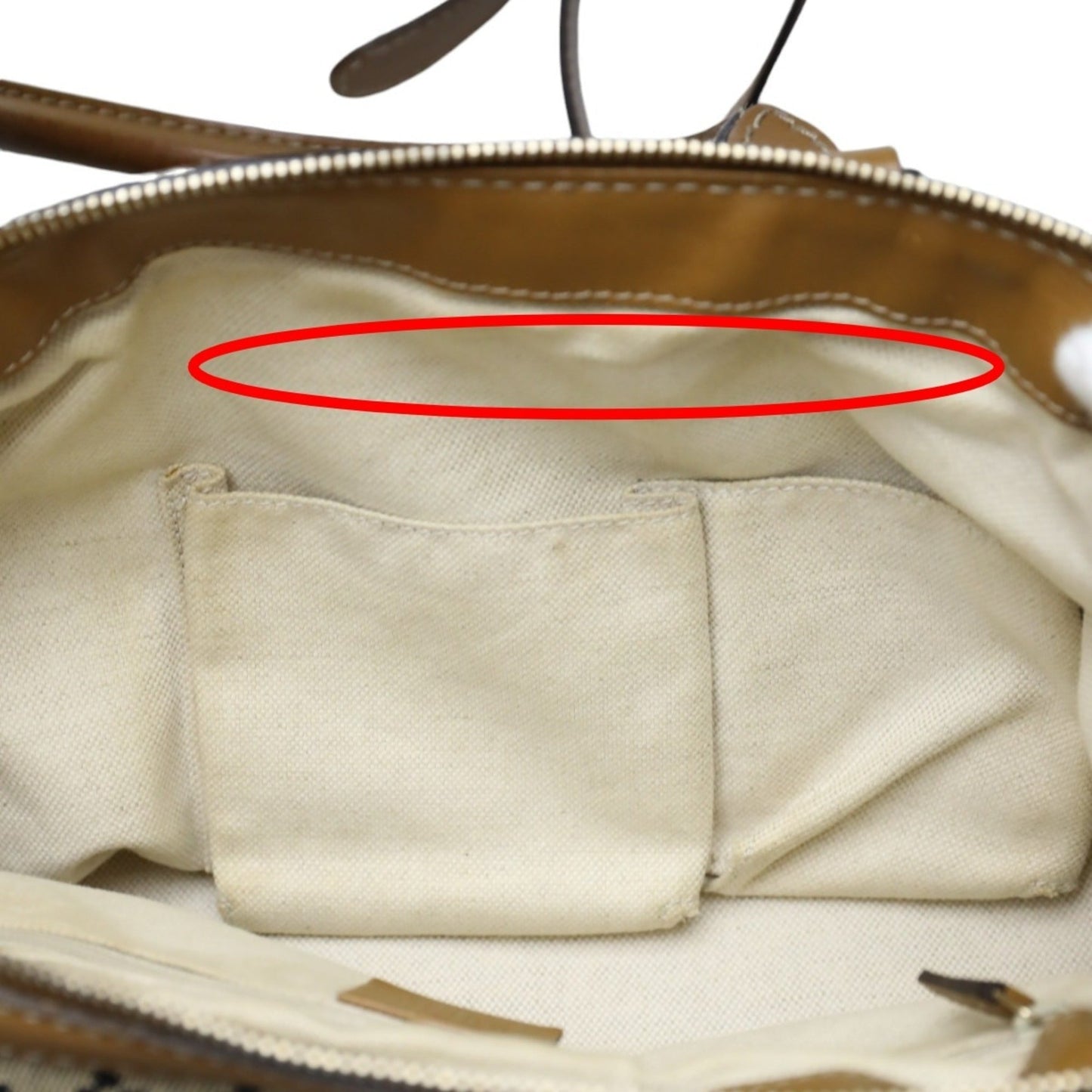 Gucci Beige Brown Canvas Shoulder Bag Tote Bag ( )