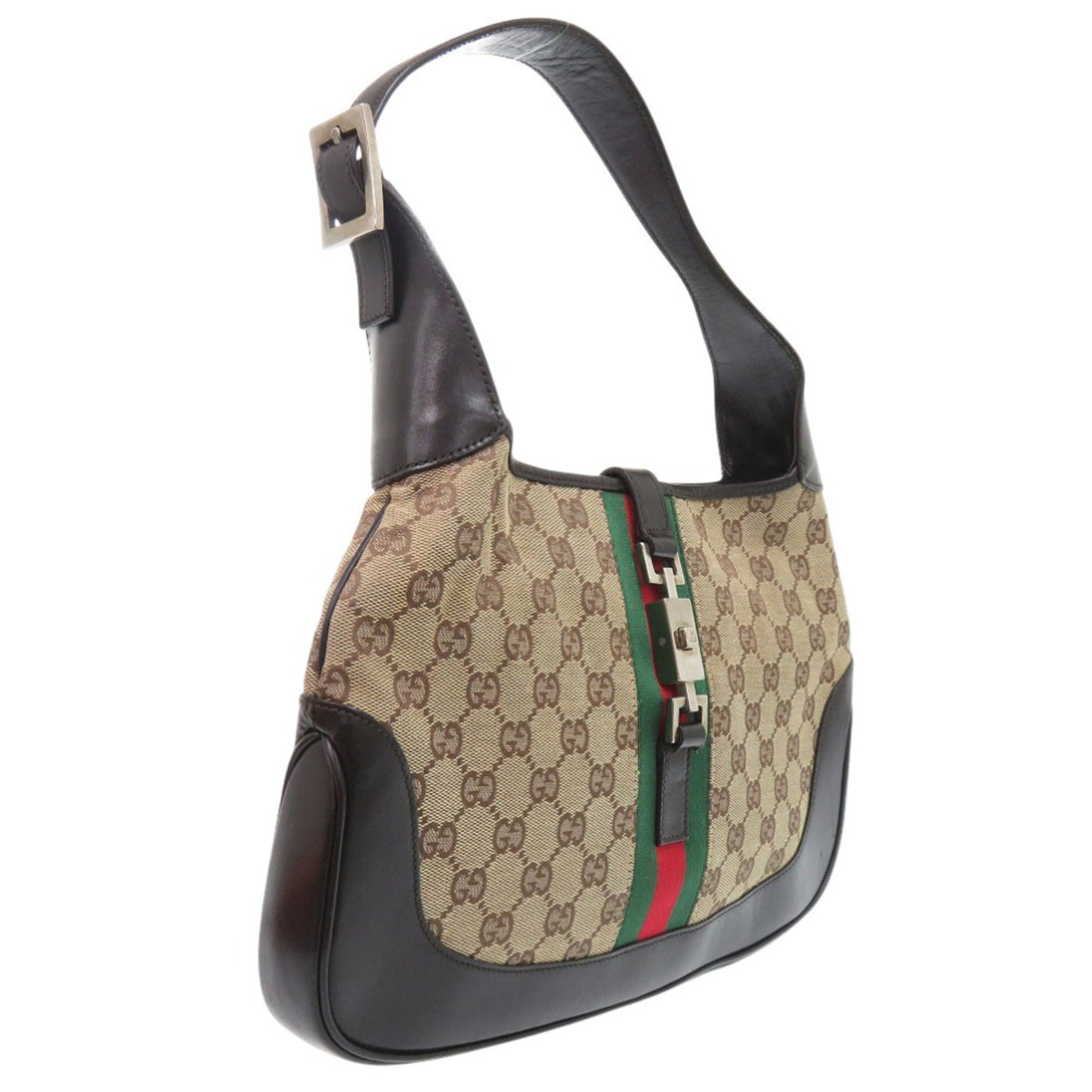 Gucci Beige Gg Canvas Leather Handbag Shoulder Bag ( )