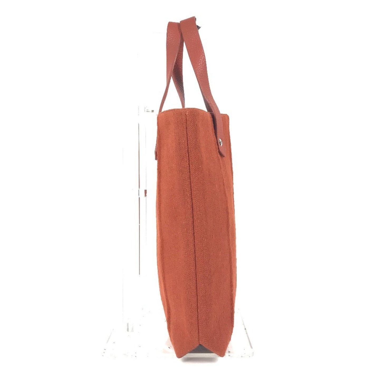 Hermes Orange Wool Leather Handbag Tote Bag ( )