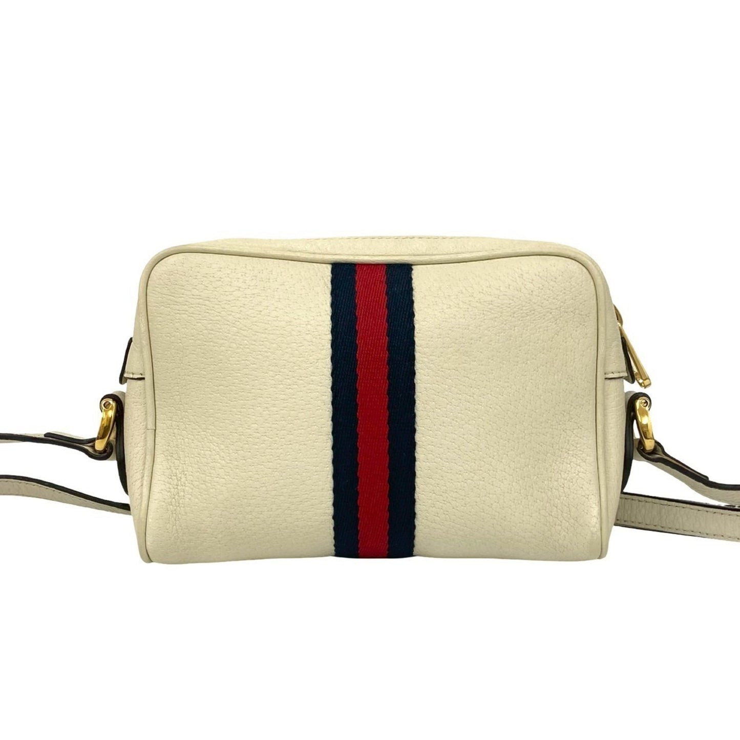 Gucci Navy Red Color White Leather Pochette Shoulder Bag ( )