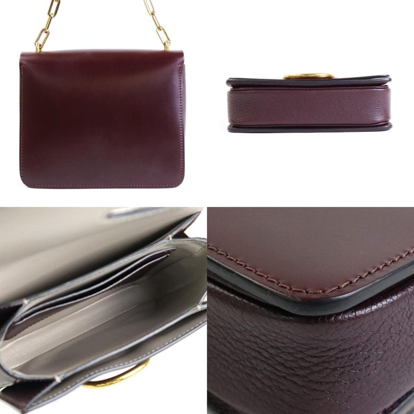 Burberry Bordeaux Leather Shoulder Bag ( )