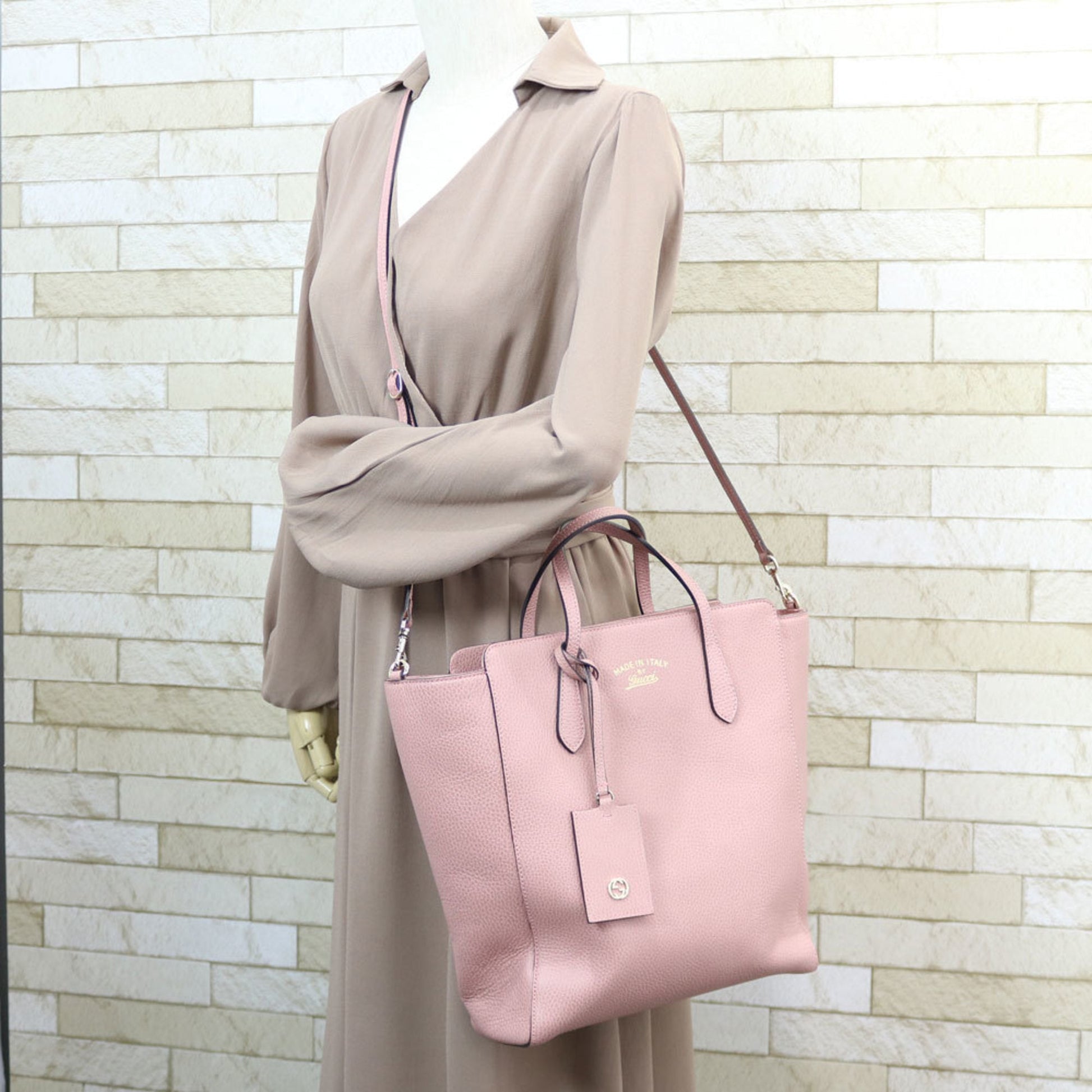 Gucci Pink Leather Shoulder Bag Style 2
