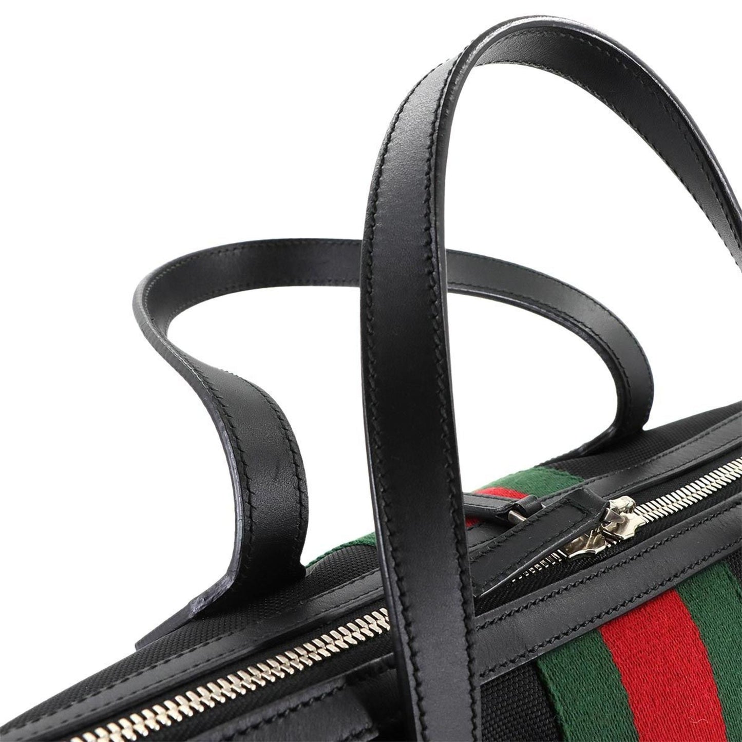 Gucci Black Nylon Canvas Leather Shoulder Bag Tote Bag ( )