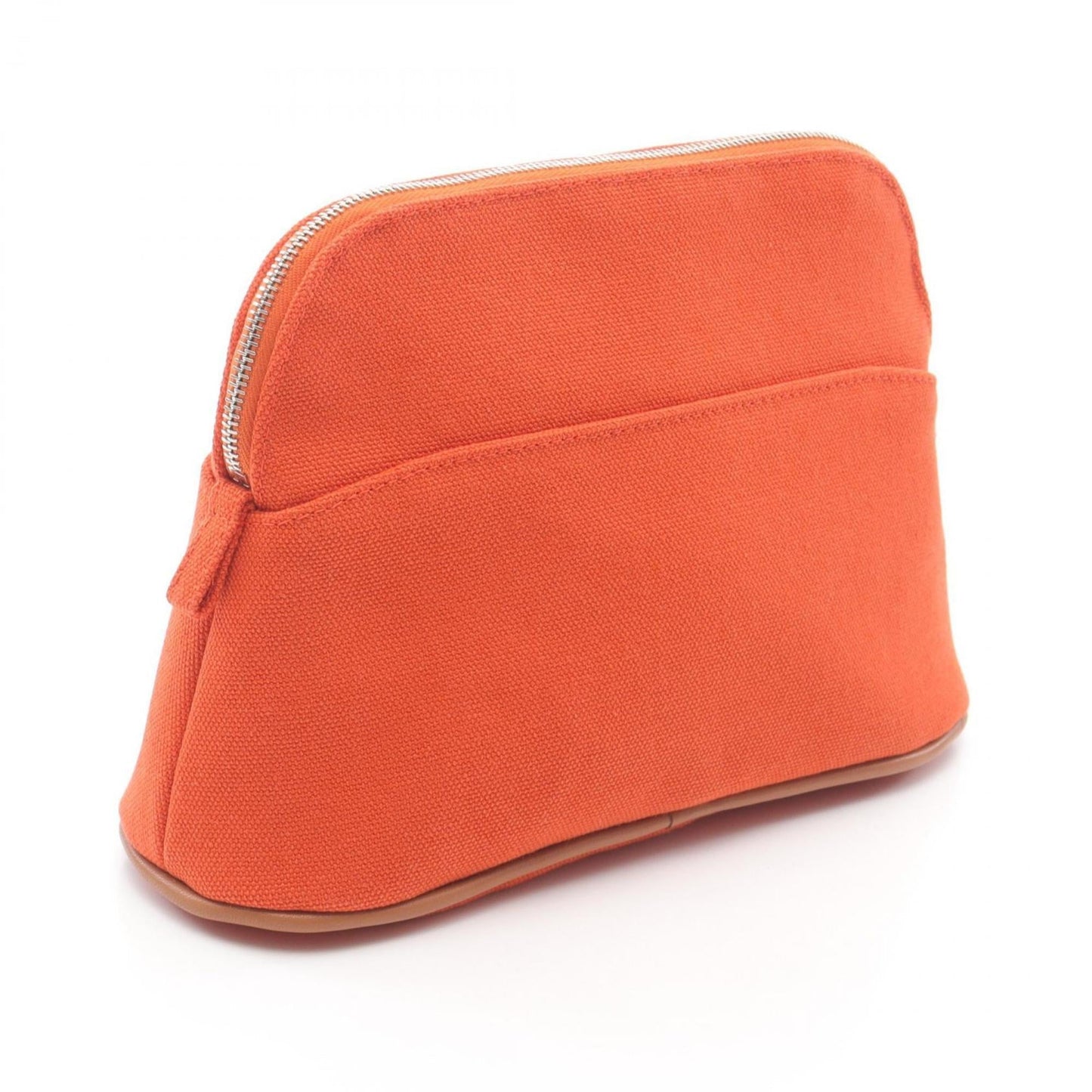 Hermes Brown Feu Orange Canvas Leather Pouch ( )