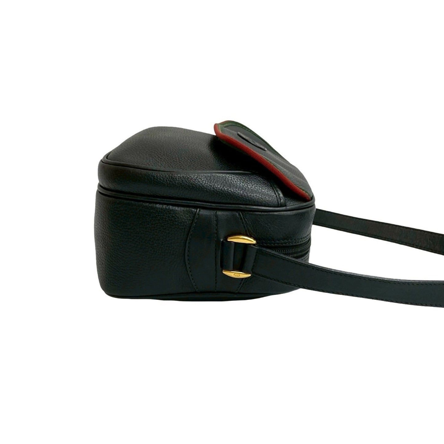 Gucci Black Green Red Color Leather Pochette Shoulder Bag ( )