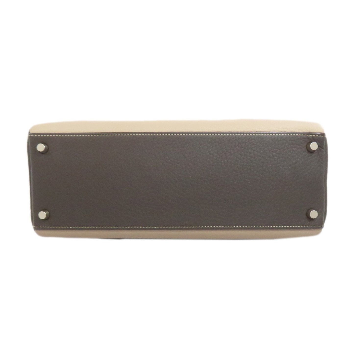 Hermes Kelly Beige Gray Taurillon Clemence Leather Handbag ( )