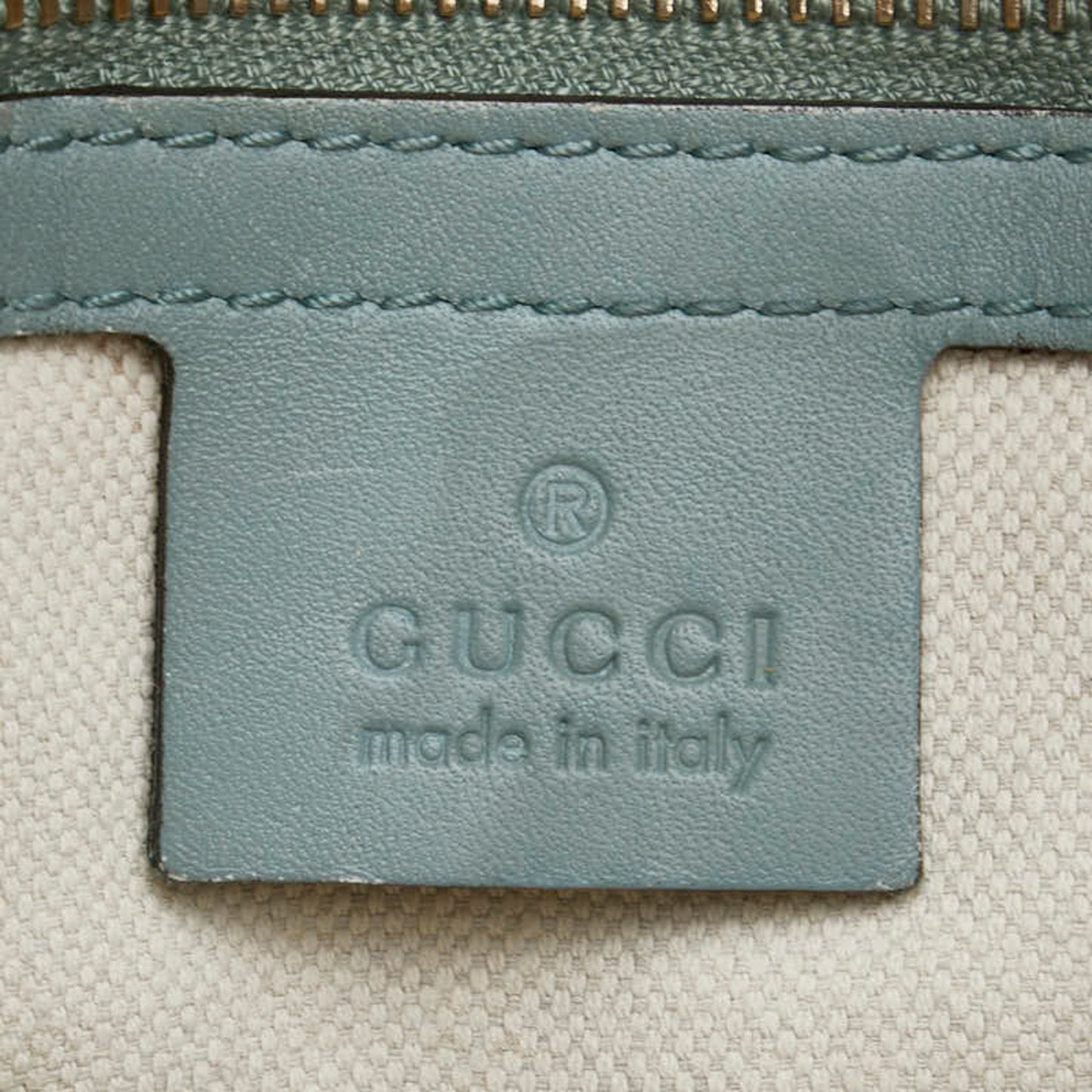 Gucci Beige Blue Canvas Leather Handbag Shoulder Bag ( )