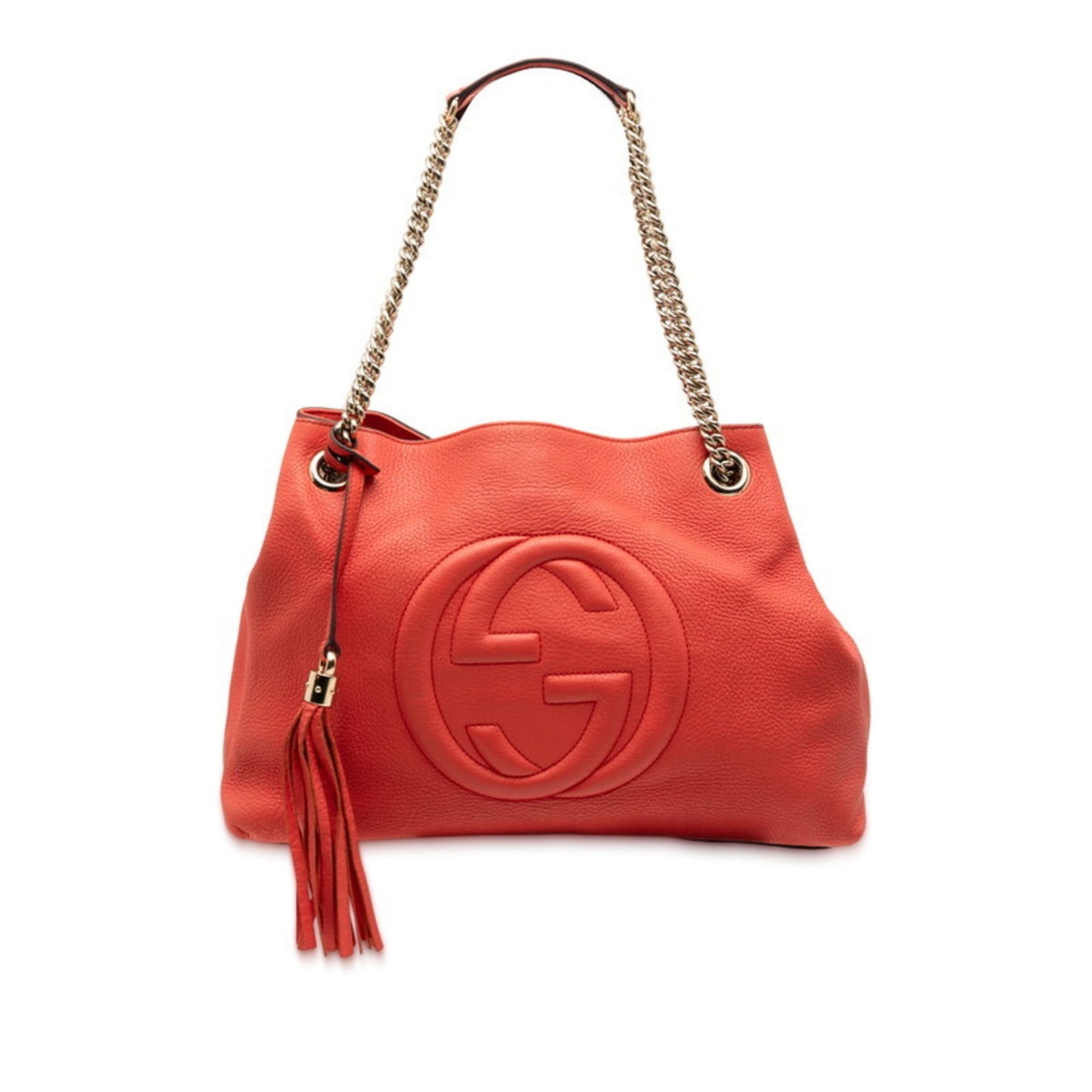 Gucci Orange Red Color Leather Handbag Shoulder Bag ( )