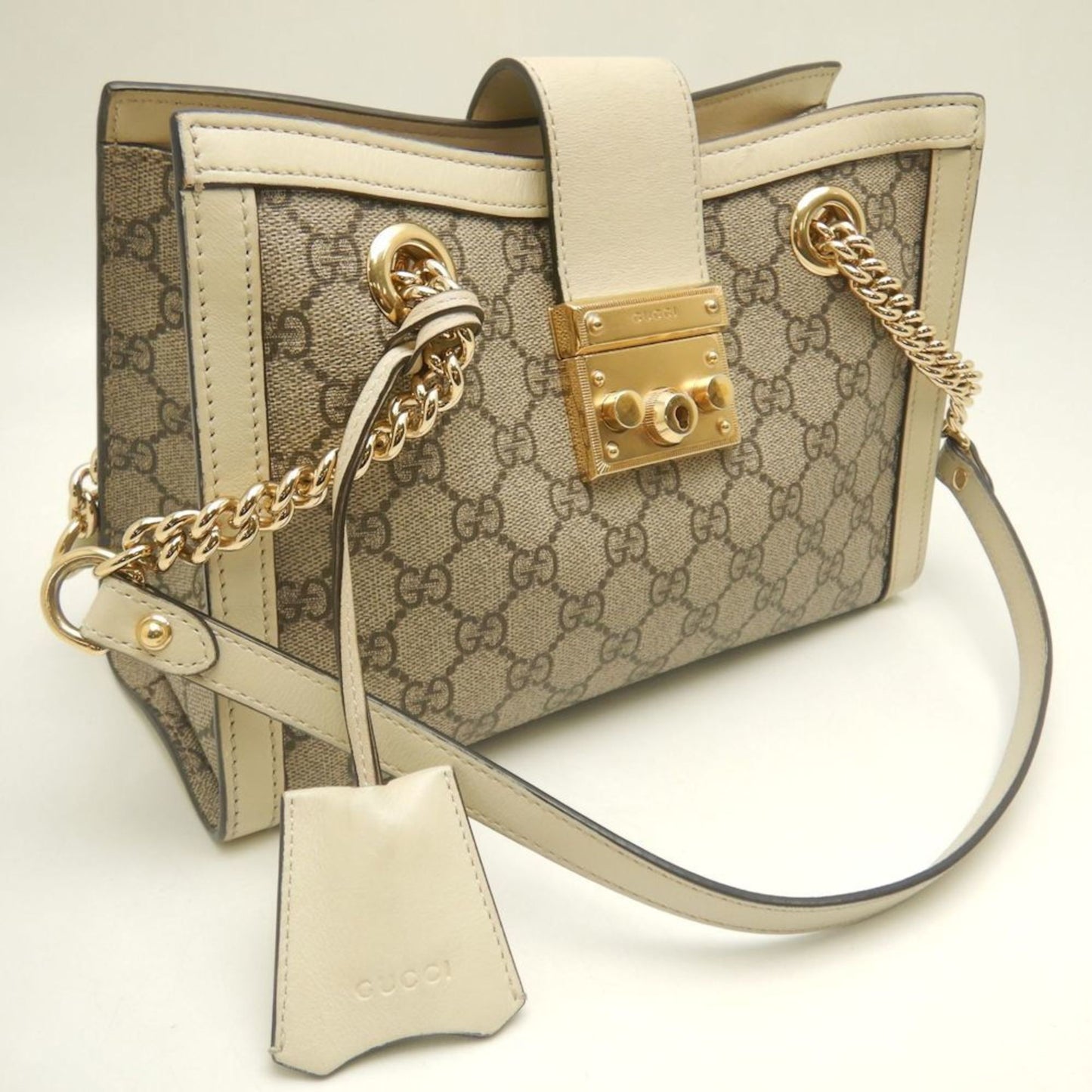 Gucci Padlock Beige Ivory Gg Supreme Tote Bag ( )