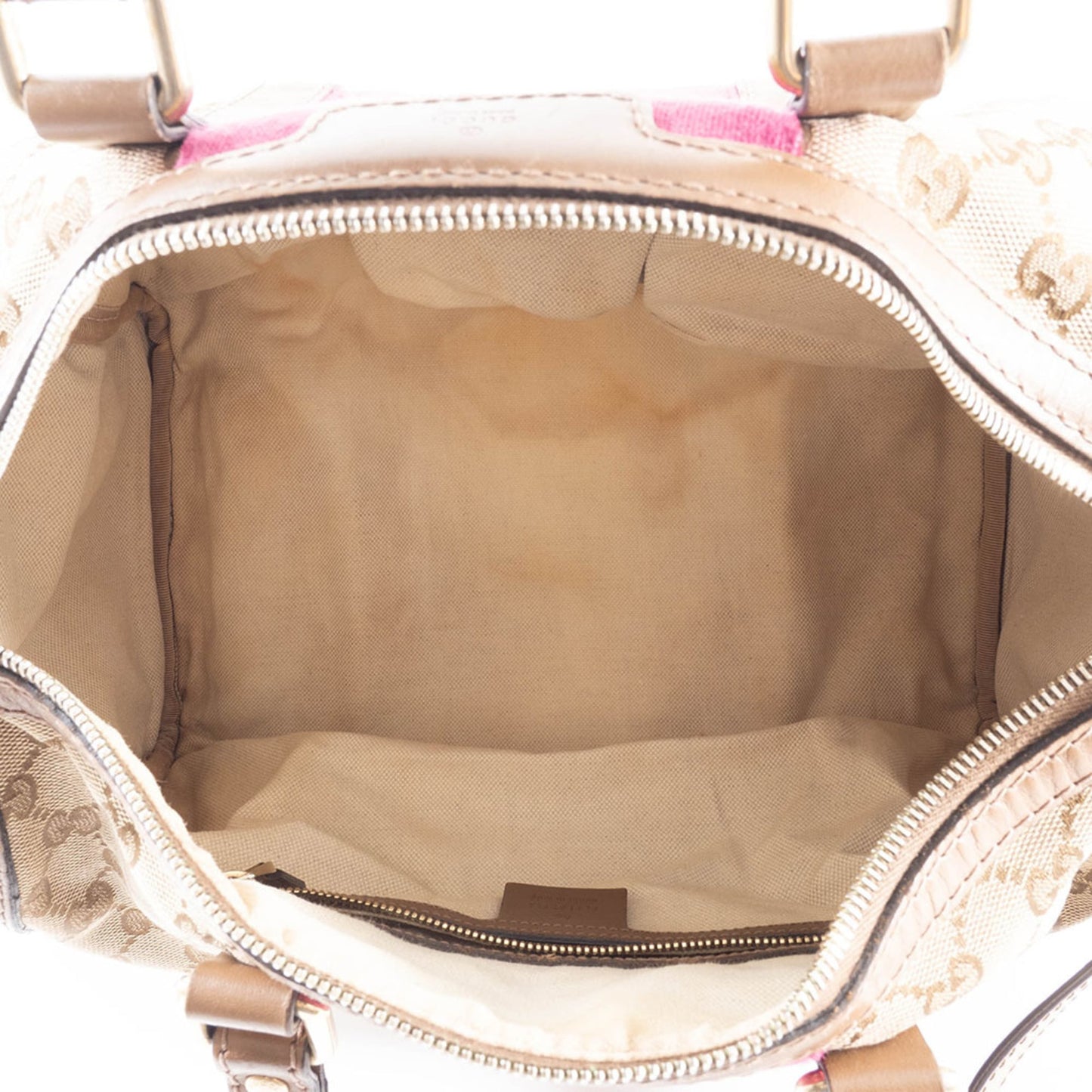 Gucci Brown Pink Gg Canvas Leather Boston Bag Shoulder Bag ( )