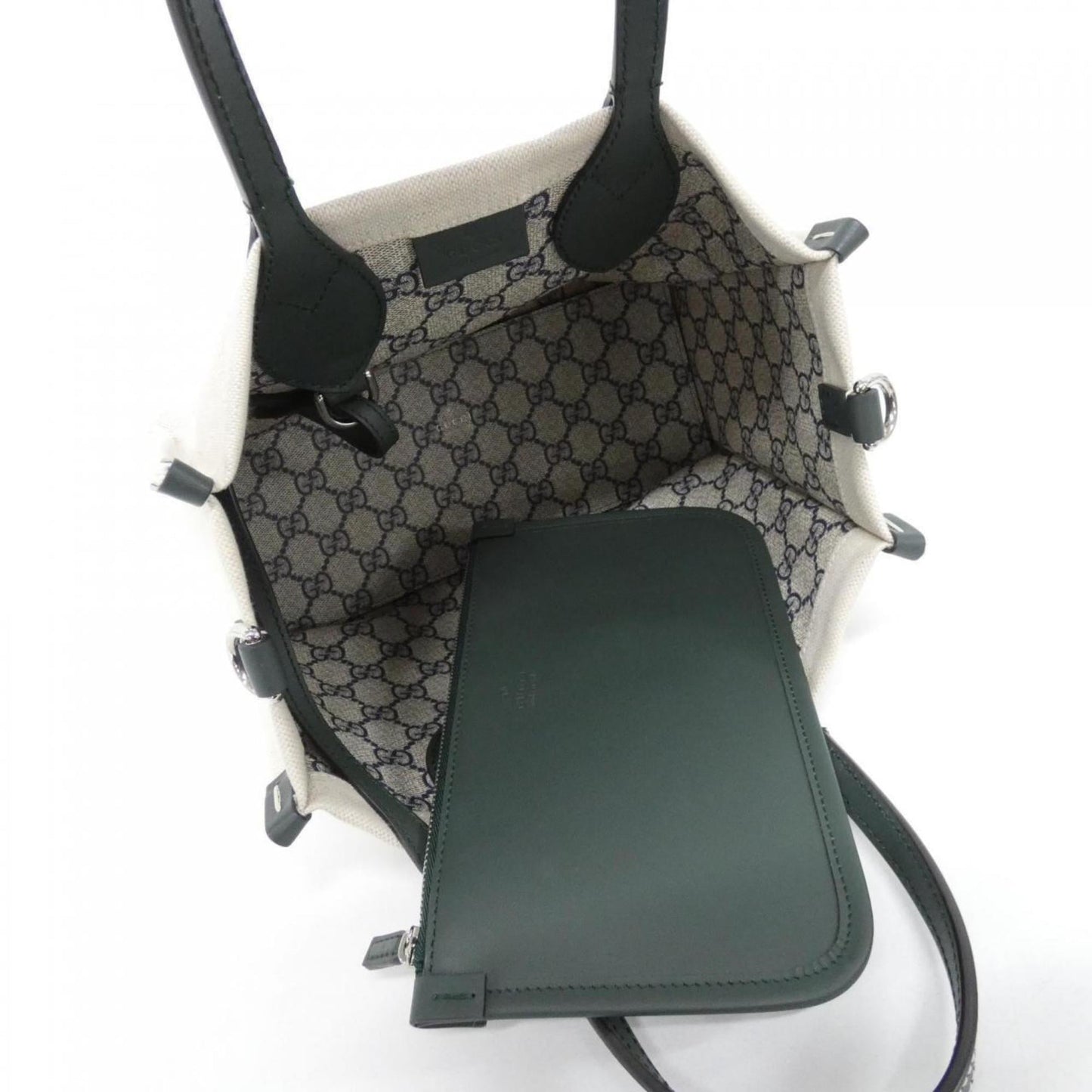 Gucci Beige Canvas Leather Handbag ( )