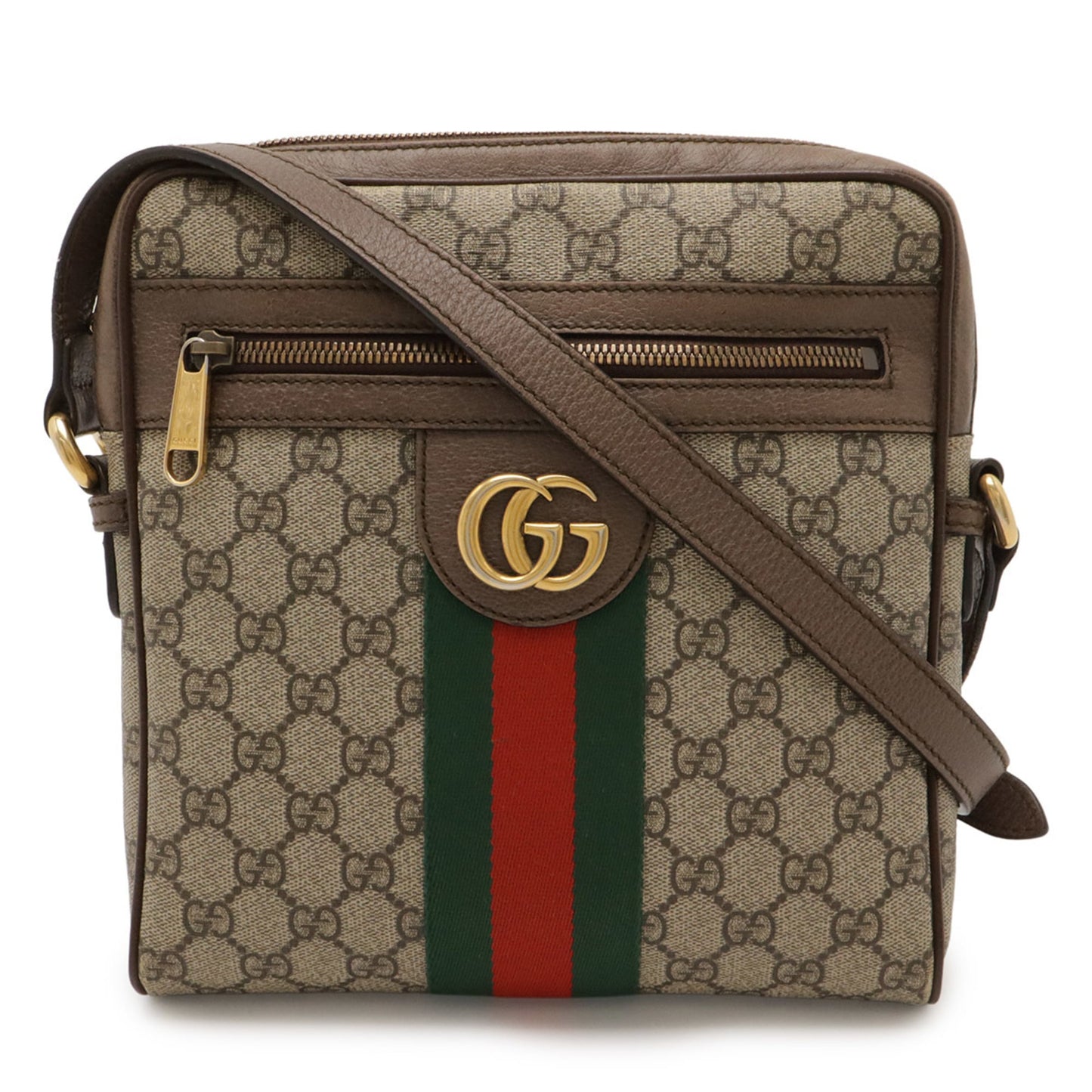 Gucci Beige Brown Gg Supreme Canvas Leather Pvc Coated Canvas Shoulder Bag ( )