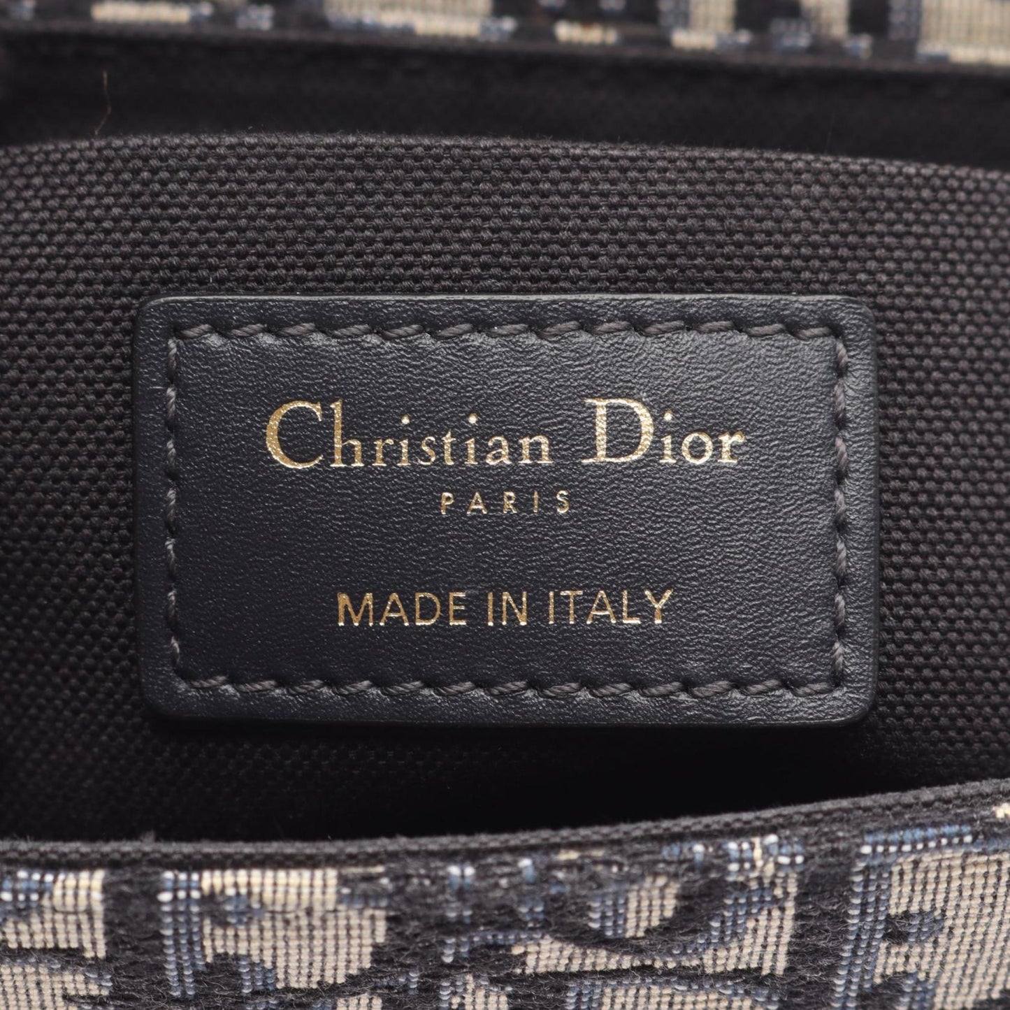 Christian Dior Beige Black Navy Canvas Leather Shoulder Bag ()