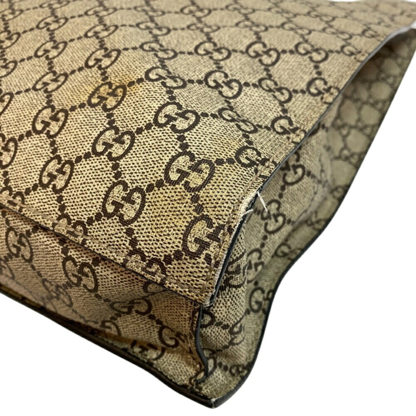 Gucci Beige Black Pvc Leather Tote Bag ( )