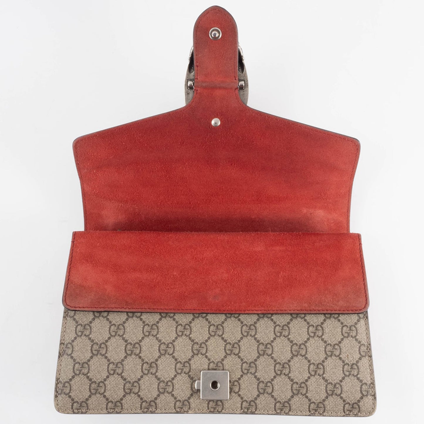Gucci Beige Red Color Gg Supreme Leather Shoulder Bag ( )